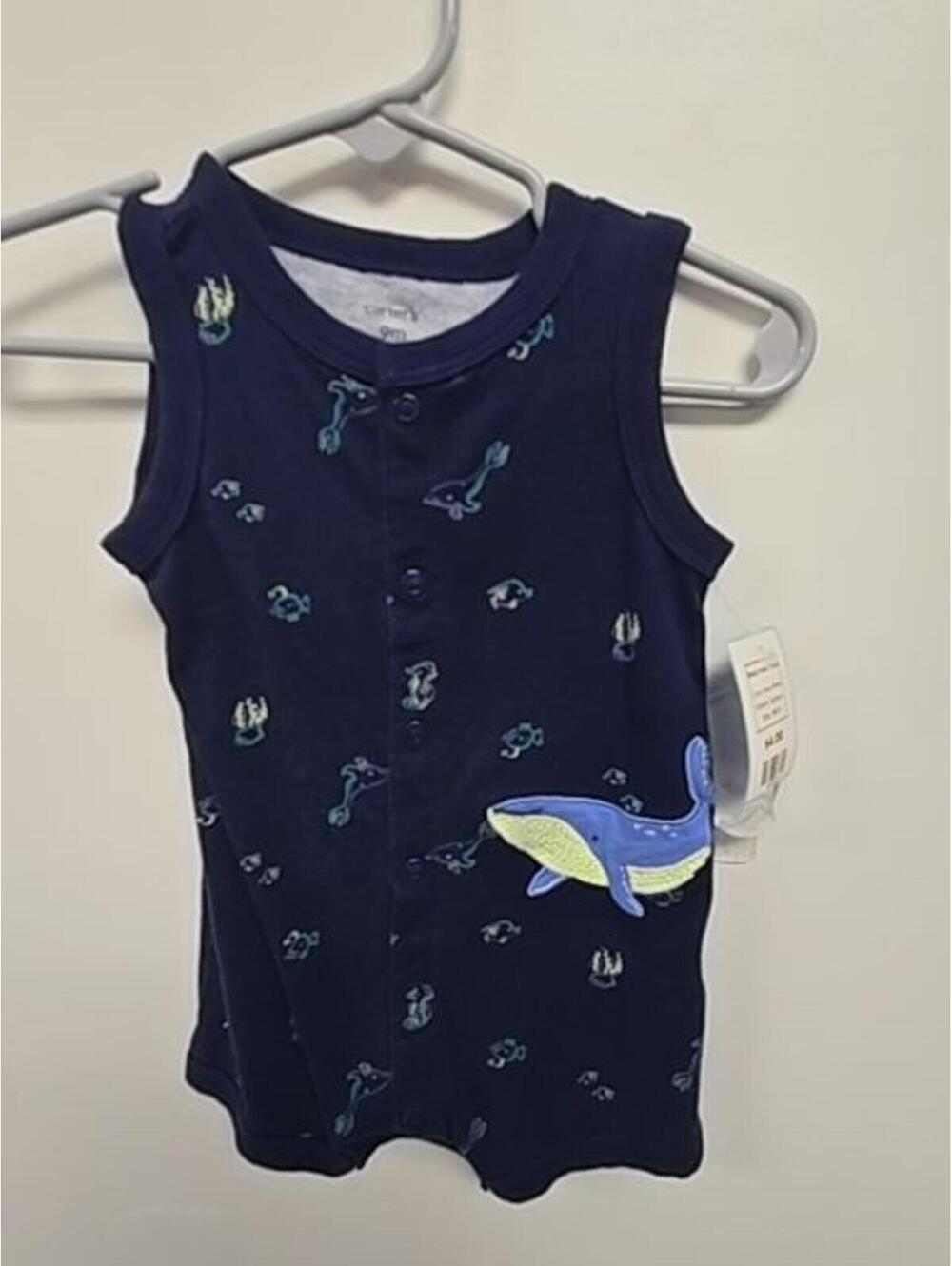 Navy Whale Carters Short One Piece, 9M B
